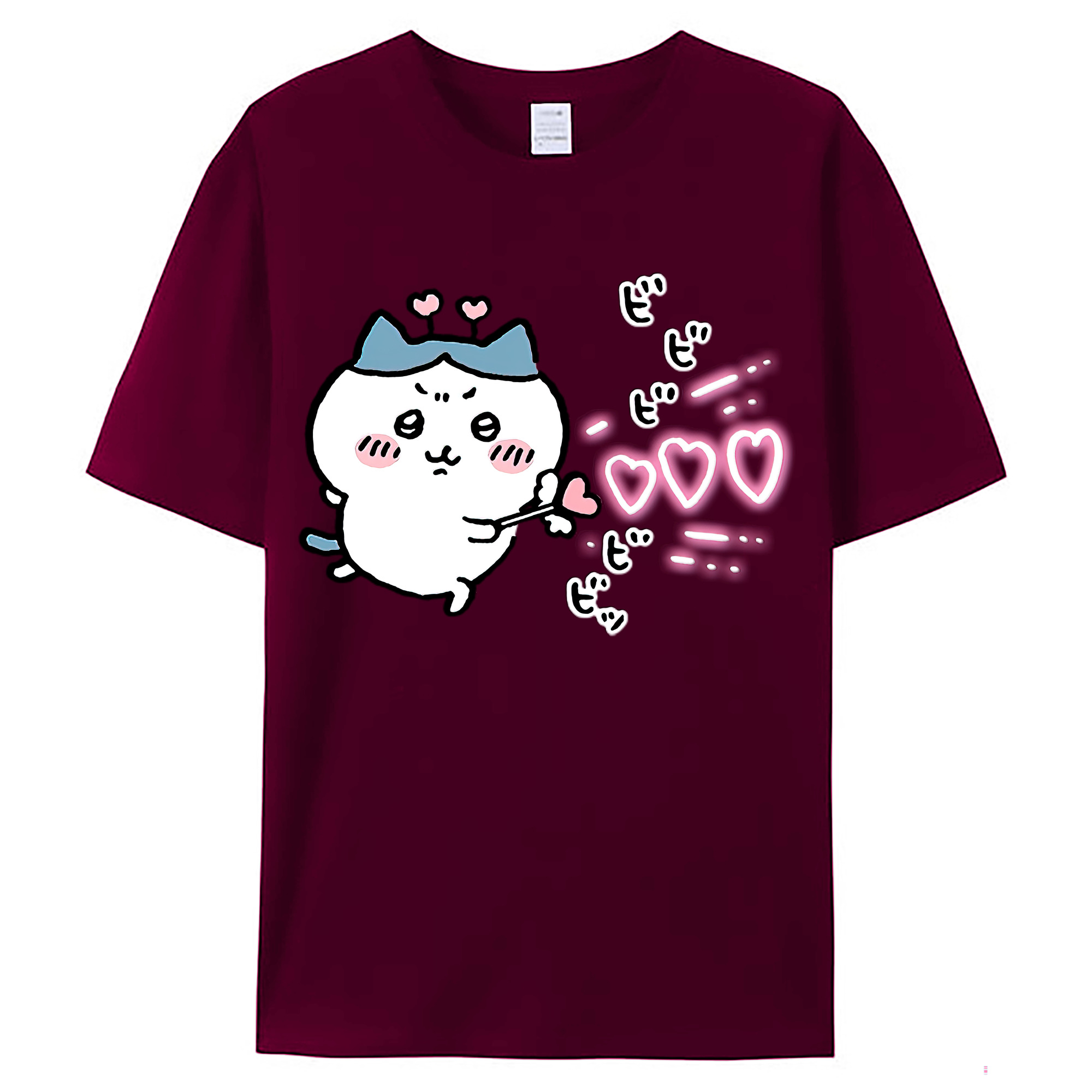 （画像用） ちいかわ ハチワレ Chii-kawa hachiware レディースカジュアルプリントTシャツ（綿100％）